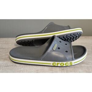 Crocs Bayaband Slide Sandal Gray Volt  Green Size M 6 W 8 Flip Flop Adults